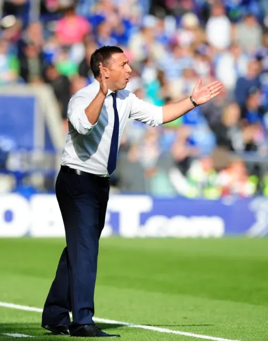 Framed Print : Derek McInnes Leads Bristol City at King Power Stadium, October 2012 - Championship Football Match Framed Print : Derek McInnes Leads Bristol City at King Power Stadium, October 2012 - Championship Football Match