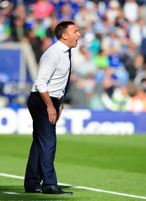 Framed Print : Derek McInnes Leads Bristol City at King Power Stadium against Leicester City, Championship Football Match, October 2012 Framed Print : Derek McInnes Leads Bristol City at King Power Stadium against Leicester City, Championship Football Match, October 2012