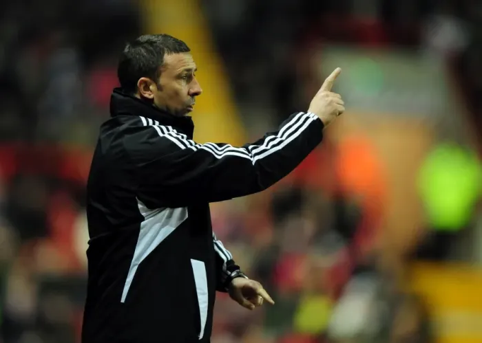 Framed Print : Derek McInnes Leads Bristol City Against Leicester City at Ashton Gate Stadium, 2012