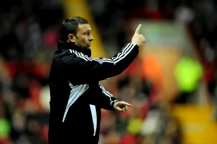 Framed Print : Derek McInnes Leads Bristol City Against Leicester City at Ashton Gate Stadium, 2012 - Football Match