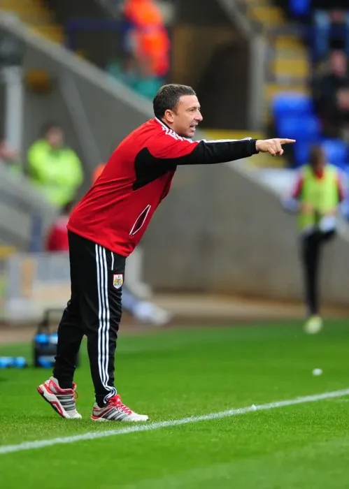 Framed Print : Derek McInnes Leads Bristol City at Reebok Stadium (2012)