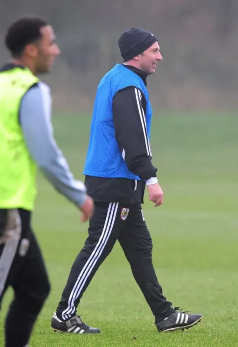 Framed Print : Derek McInnes Leads Training Session at Memorial Stadium: Bristol City FC