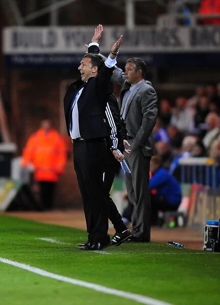 Derek McInnes Protests to Referee during Peterborough United vs. Bristol City Championship Match