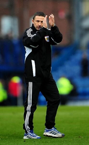 Derek McInnes Salutes Bristol City Fans at Fratton Park, March 2012