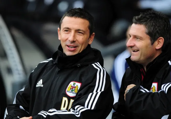 Framed Print : Derek McInnes and Tony Docherty Share a Laugh: Derby County v Bristol City Championship Match, 10th December 2011 Framed Print : Derek McInnes and Tony Docherty Share a Laugh: Derby County v Bristol City Championship Match, 10th December 2011