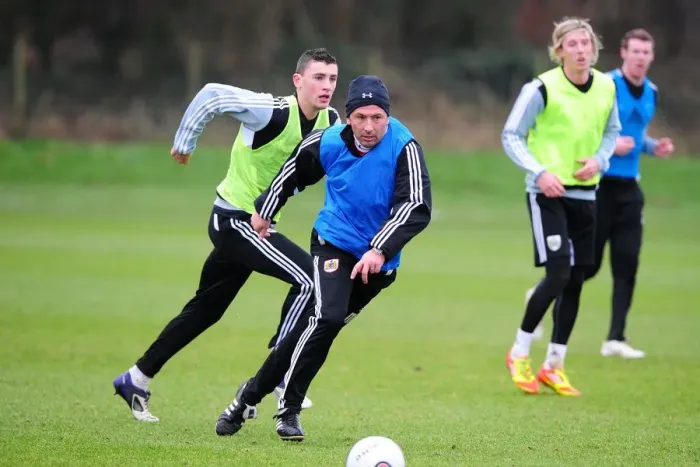 Framed Print : Derek McInnes Training with Bristol City FC, January 2012 Framed Print : Derek McInnes Training with Bristol City FC, January 2012