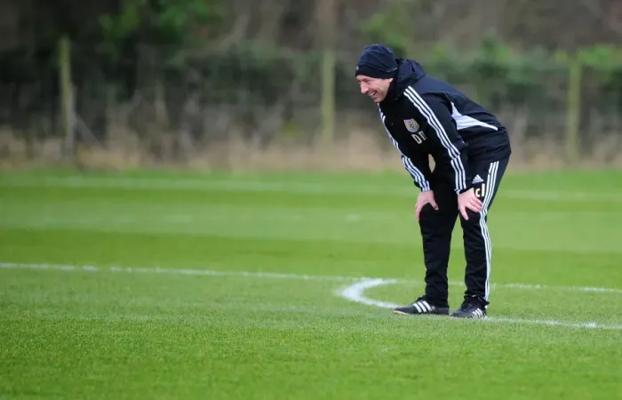 Framed Print : Derek McInnes Training with Bristol City Football Club, January 2012