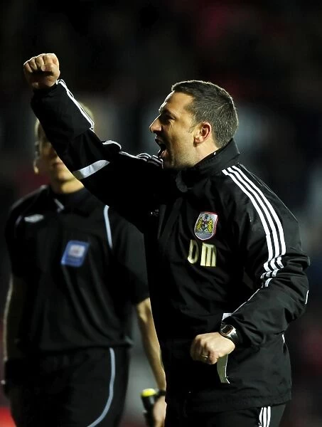 Derek McInnes Triumphant Moment: Celebrating Bristol City's Victory Over Leicester City, 2012