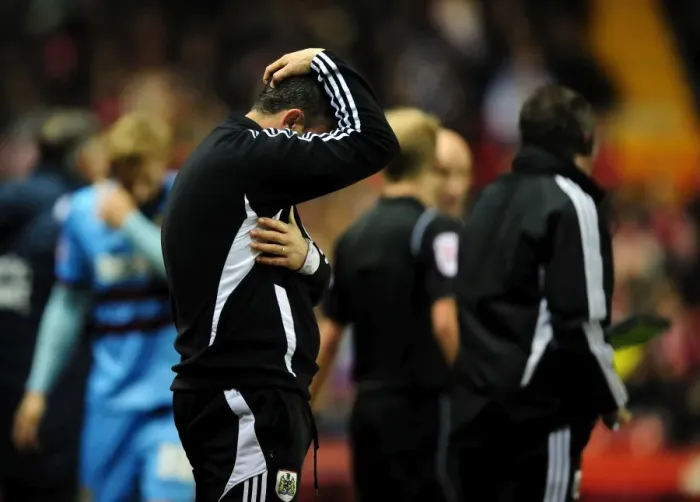 Framed Print : Derek McInnes Turns Away: Tense Moment at Ashton Gate as Bristol City Face West Ham Framed Print : Derek McInnes Turns Away: Tense Moment at Ashton Gate as Bristol City Face West Ham