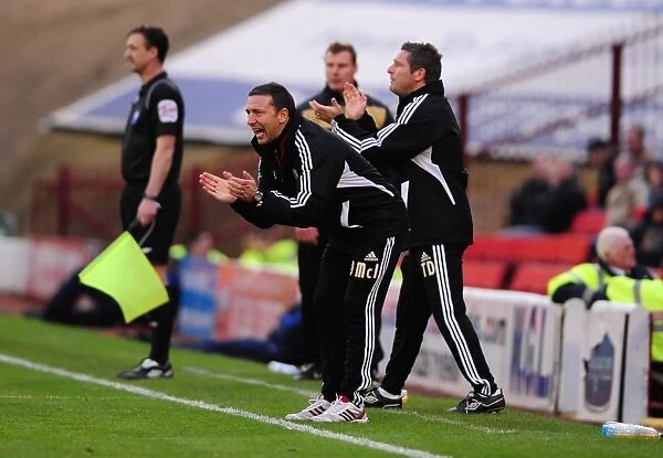 Derek McInnes Urges On Bristol City at Barnsley Championship Match, 2011