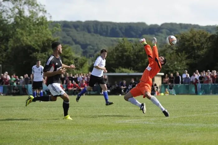 Framed Print : Derrick Williams Goes for Glory: Portishead Town vs. Bristol City Pre-Season Friendly