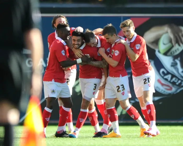 Framed Print : Derrick Williams Scores the Thrilling Winner for Bristol City Against Chesterfield in Sky Bet League One Framed Print : Derrick Williams Scores the Thrilling Winner for Bristol City Against Chesterfield in Sky Bet League One