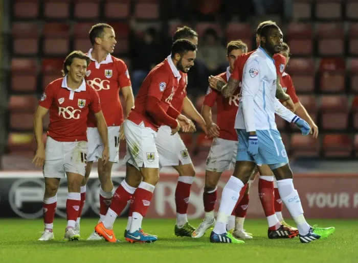 Framed Print : Derrick Williams Scores the Winning Goal: Bristol City Celebrates at Ashton Gate Framed Print : Derrick Williams Scores the Winning Goal: Bristol City Celebrates at Ashton Gate