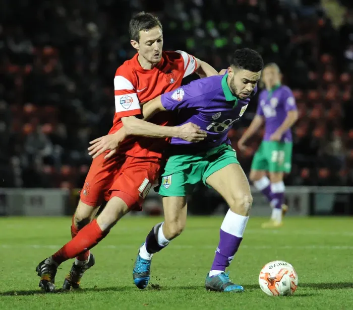Framed Print : Derrick Williams vs David Mooney: Intense Battle for Ball Possession in Leyton Orient vs Bristol City Football Match, 2015 Framed Print : Derrick Williams vs David Mooney: Intense Battle for Ball Possession in Leyton Orient vs Bristol City Football Match, 2015