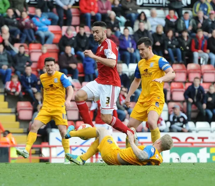 Framed Print : Derrick Williams vs Tom Clarke: A Battle at the Heart of Bristol City vs Preston North End (Sky Bet League One, 05 / 04 / 2014) Framed Print : Derrick Williams vs Tom Clarke: A Battle at the Heart of Bristol City vs Preston North End (Sky Bet League One, 05 / 04 / 2014)