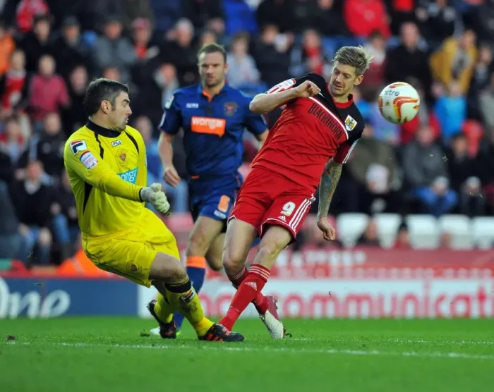 Framed Print : Determined Jon Stead Fires at Blackpool: Championship Showdown at Ashton Gate, November 2012 Framed Print : Determined Jon Stead Fires at Blackpool: Championship Showdown at Ashton Gate, November 2012
