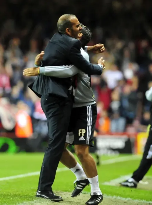 Framed Print : Di Canio's Triumph: Swindon Manager Celebrates League Cup Upset Against Bristol City (24-08-2011)