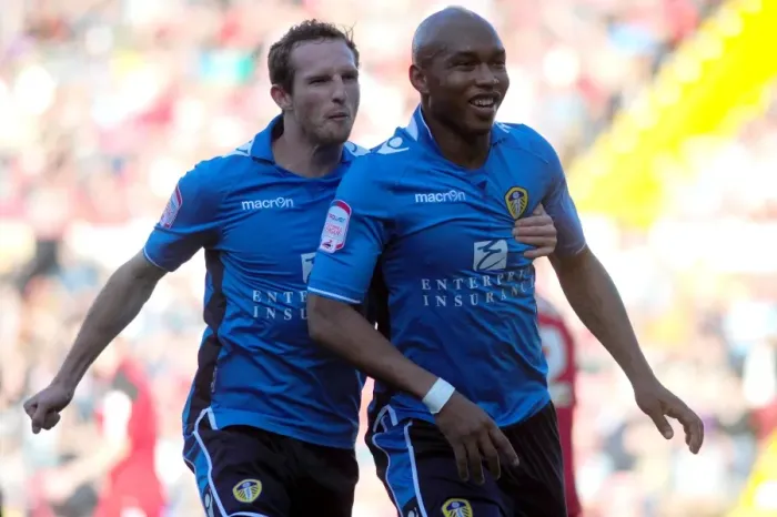 Framed Print : Diouf and White Celebrate Leeds United's Goal Against Bristol City (September 2012) Framed Print : Diouf and White Celebrate Leeds United's Goal Against Bristol City (September 2012)