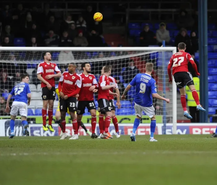 Framed Print : Disappointing Free-Kick by Stead: Oldham Athletic vs. Bristol City, 08-02-2014 Framed Print : Disappointing Free-Kick by Stead: Oldham Athletic vs. Bristol City, 08-02-2014