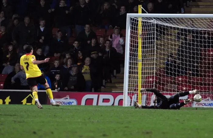 Framed Print : Don Cowie Scores for Watford Against Bristol City in 2011 Championship Match
