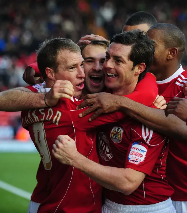 Framed Print : Double the Thrill: Brett Pitman and Jamie McAllister's Championship-Winning Goal Celebration (Bristol City vs. Sheffield United, 2010) Framed Print : Double the Thrill: Brett Pitman and Jamie McAllister's Championship-Winning Goal Celebration (Bristol City vs. Sheffield United, 2010)