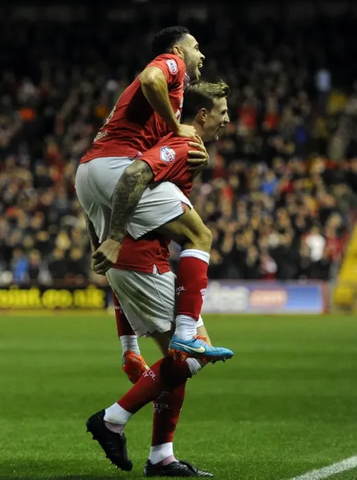 Framed Print : Double Trouble: Aden Flint and Derrick Williams Unstoppable Goal Celebration (Bristol City vs. Bradford City, 2014) Framed Print : Double Trouble: Aden Flint and Derrick Williams Unstoppable Goal Celebration (Bristol City vs. Bradford City, 2014)