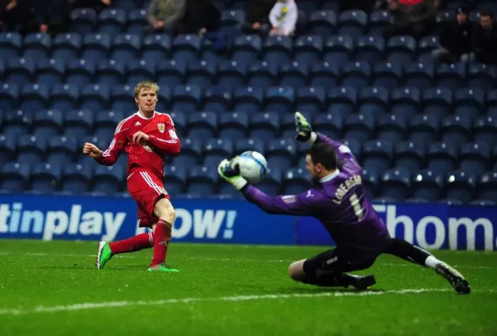 Framed Print : Drama at Deepdale: Keogh's Shot Saved, Clarkson Scores for Bristol City against Preston Framed Print : Drama at Deepdale: Keogh's Shot Saved, Clarkson Scores for Bristol City against Preston