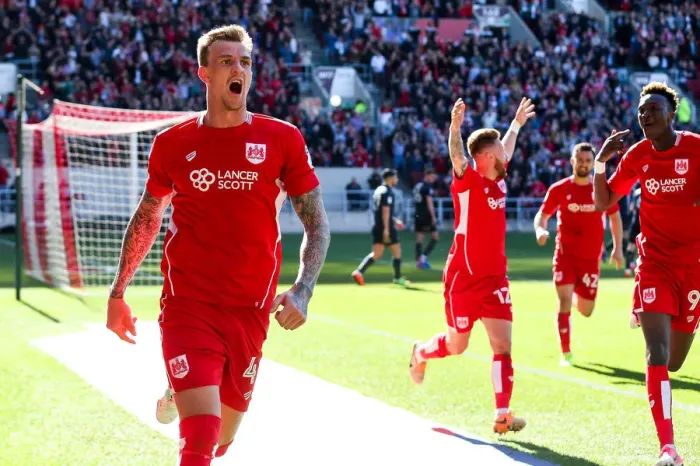 Framed Print : Dramatic Moment: Aden Flint Scores the Game-Winning Goal for Bristol City against Barnsley Framed Print : Dramatic Moment: Aden Flint Scores the Game-Winning Goal for Bristol City against Barnsley