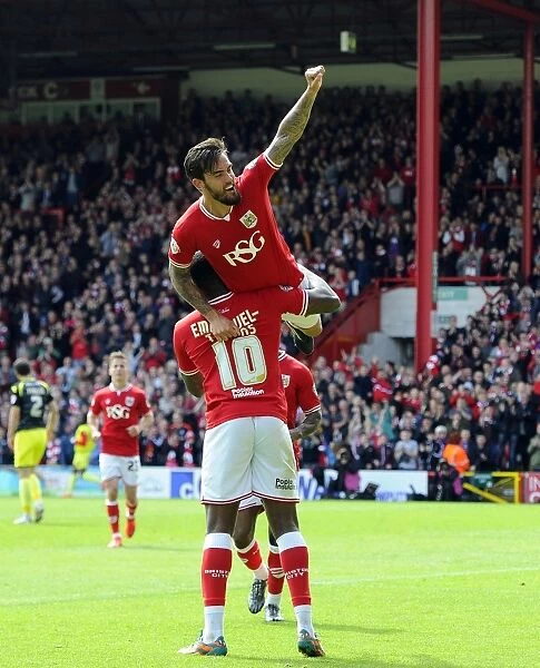 Dynamic Duo: Marlon Pack and Jay Emmanuel-Thomas Celebrate Epic Goal for Bristol City against Walsall, Sky Bet League One, May 2015