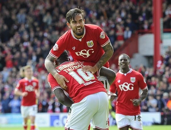 Dynamic Duo: Pack and Emmanuel-Thomas Celebrate Thrilling Goal for Bristol City against Walsall, Sky Bet League One, May 2015
