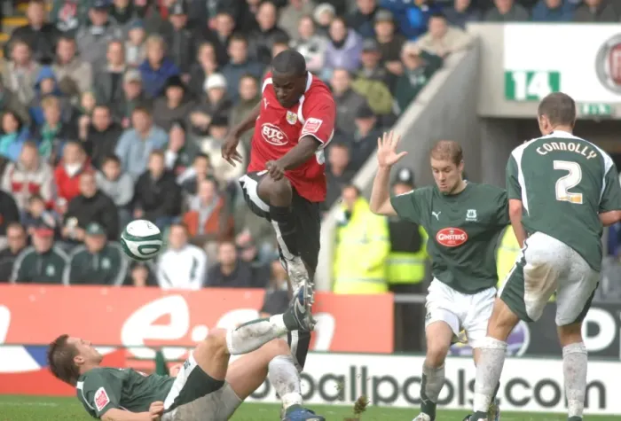 Framed Print : Enoch Showunmi in Action: Plymouth vs. Bristol City - Football Rivalry Framed Print : Enoch Showunmi in Action: Plymouth vs. Bristol City - Football Rivalry