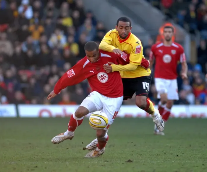 Framed Print : The Epic Clash: Watford vs. Bristol City - A Football Rivalry from the 2008-2009 Season