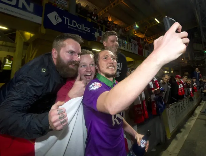 Framed Print : Epic Selfie: Luke Ayling and Fans Unite in Promotion Battle at Bradford City vs. Bristol City Framed Print : Epic Selfie: Luke Ayling and Fans Unite in Promotion Battle at Bradford City vs. Bristol City