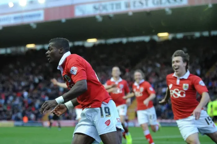 Framed Print : Euphoria Unleashed: Kieran Agard's Thrilling Goal Celebration for Bristol City vs Oldham Athletic (2014) Framed Print : Euphoria Unleashed: Kieran Agard's Thrilling Goal Celebration for Bristol City vs Oldham Athletic (2014)