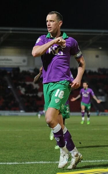 Euphoria Unleashed: Wilbraham's Thrilling Goal Celebration for Bristol City at Doncaster Rovers (February 24, 2015)