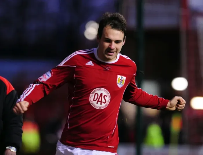 Framed Print : Euphoric Moment: Brett Pitman Scores the Championship Showdown Winner for Bristol City vs. Derby County (11-12-2010, Ashton Gate Stadium) Framed Print : Euphoric Moment: Brett Pitman Scores the Championship Showdown Winner for Bristol City vs. Derby County (11-12-2010, Ashton Gate Stadium)