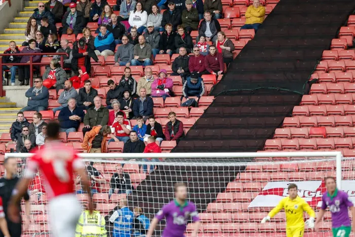 Framed Print : Exuberant Bristol City Fans at Oakwell Stadium during Barnsley vs. Bristol City Match, October 2014 Framed Print : Exuberant Bristol City Fans at Oakwell Stadium during Barnsley vs. Bristol City Match, October 2014