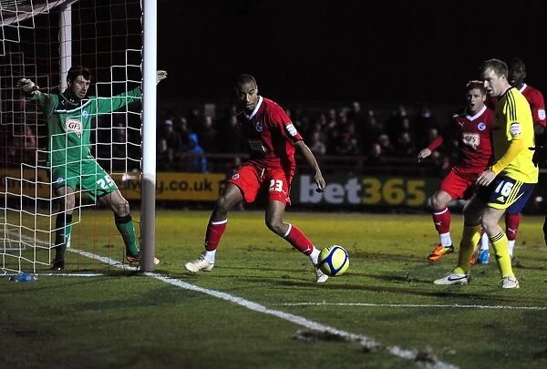 FA Cup: Tyrone Barnett of Crawley Town Blocks Brett Pitman's Cross Against Bristol City - 07 / 01 / 2012