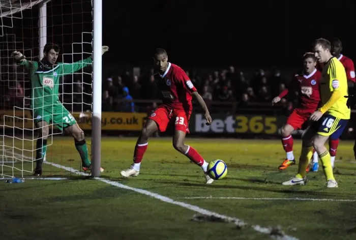 Framed Print : FA Cup: Tyrone Barnett of Crawley Town Blocks Brett Pitman's Cross Against Bristol City - 07 / 01 / 2012 Framed Print : FA Cup: Tyrone Barnett of Crawley Town Blocks Brett Pitman's Cross Against Bristol City - 07 / 01 / 2012