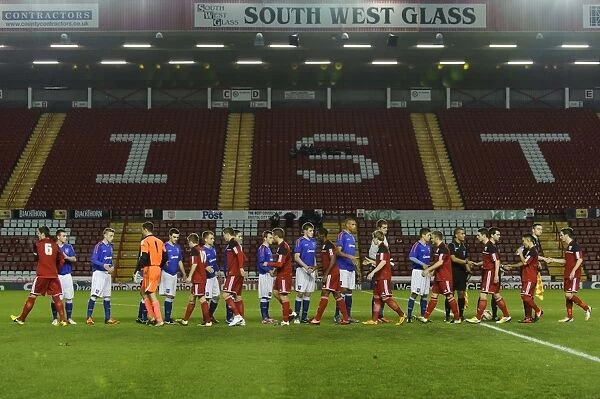 FA Youth Cup: Bristol City U18 vs Ipswich Town U18 - Teams Exchange Handshakes Before Kick-off at Ashton Gate Stadium
