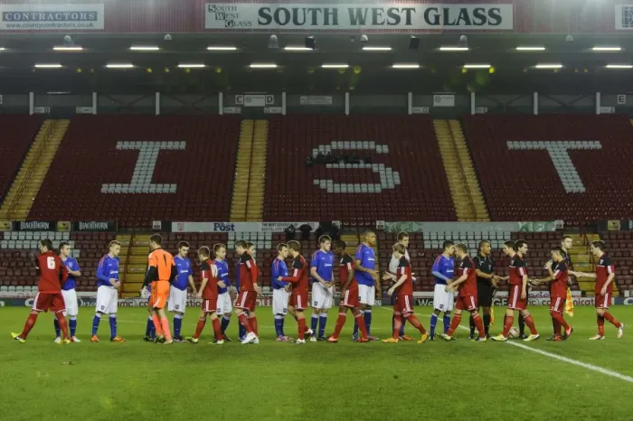 Framed Print : FA Youth Cup: Bristol City U18 vs Ipswich Town U18 - Teams Exchange Handshakes Before Kick-off at Ashton Gate Stadium Framed Print : FA Youth Cup: Bristol City U18 vs Ipswich Town U18 - Teams Exchange Handshakes Before Kick-off at Ashton Gate Stadium