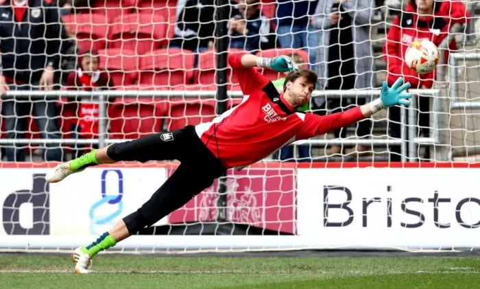 Framed Print : Fabian Giefer in Action: Bristol City vs Queens Park Rangers at Ashton Gate, 14 / 04 / 2017