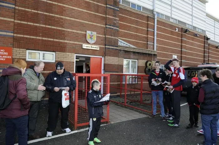 Framed Print : Fans Gather Outside Ashton Gate for Post-Match Player Meet and Greet: Bristol City vs. Gillingham