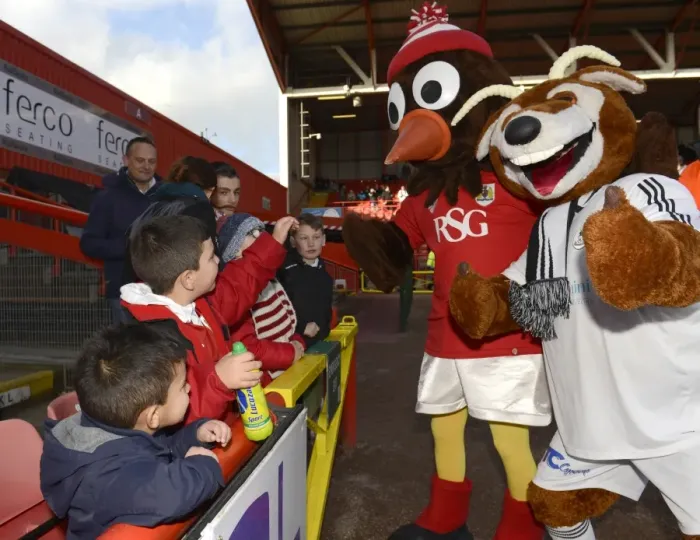 Framed Print : Fans Meet the Mascots: Bristol City vs AFC Telford United FA Cup Match, Ashton Gate Framed Print : Fans Meet the Mascots: Bristol City vs AFC Telford United FA Cup Match, Ashton Gate