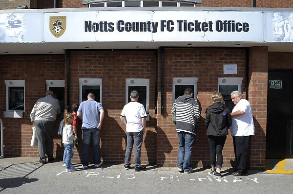 Fans Queueing at Notts County Ticket Office Ahead of Bristol City Match, 2014