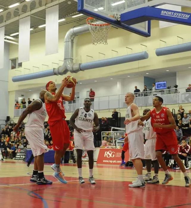 Framed Print : Fierce Rivalry: The Showdown - Bristol Flyers vs Manchester Giants Basketball Game
