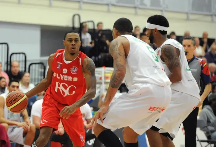 Framed Print : Fierce Showdown in Basketball: Flyers vs. Raiders in the British Basketball Cup Framed Print : Fierce Showdown in Basketball: Flyers vs. Raiders in the British Basketball Cup