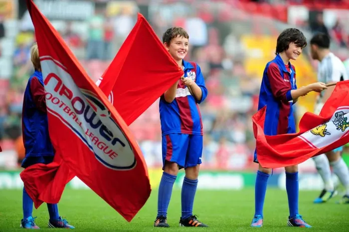 Framed Print : Flag Bearers at Ashton Gate: Bristol City vs. Cardiff City Championship Match, 2012