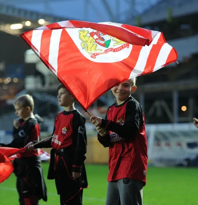 Framed Print : Flag-Bearing Moment: Sky Bet Championship Clash between Bristol City and Queens Park Rangers at Ashton Gate Stadium, December 2015