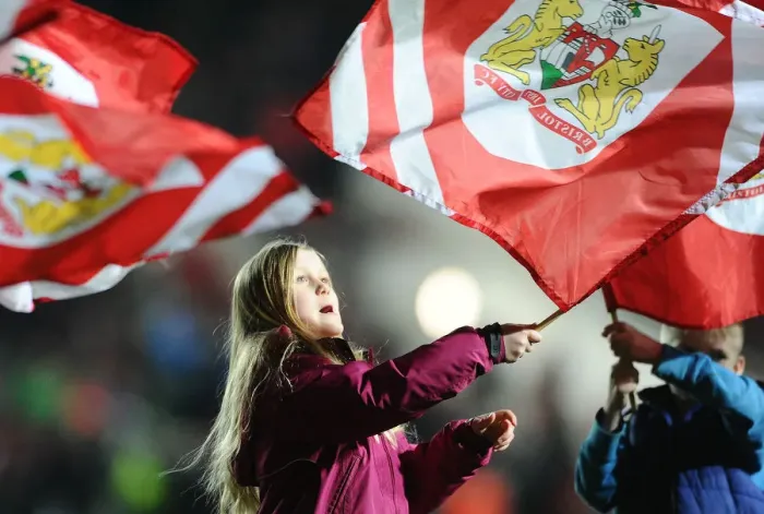 Framed Print : Flag-Bearing Moment: Bristol City vs Brighton, Sky Bet Championship (February 23, 2016)
